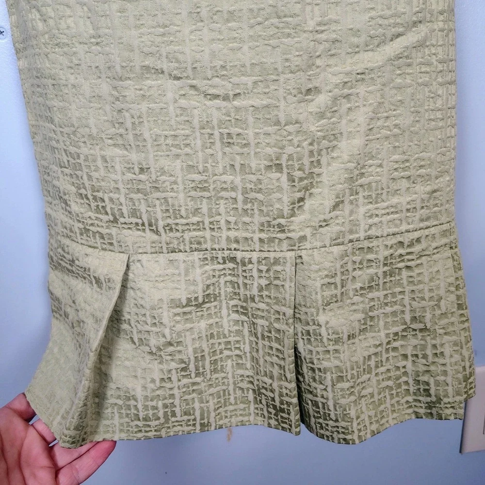 Sage‎ Green Textured Skirt Suit Set 6 3/4 Sleeve Jacket Pencil Skirt old money